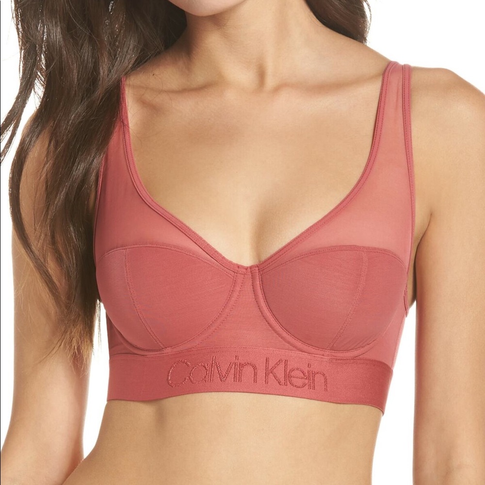 Calvin Klein Tonal Logo Underwire Mesh Bra 32B
